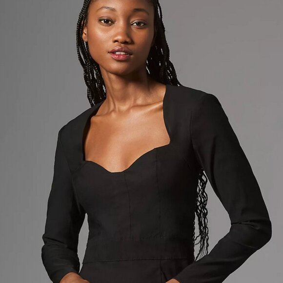 NWT By Anthropologie Long-Sleeve Sweetheart Slim Mini Dress Size 6 - Picture 2 of 3